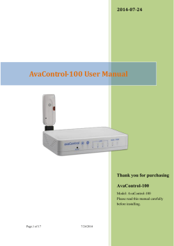 AvaControl-100 User Manual  2014-07-24 Thank you for purchasing