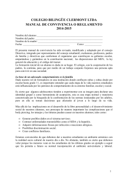COLEGIO BILINGÜE CLERMONT LTDA MANUAL DE CONVIVENCIA O REGLAMENTO 2014-2015