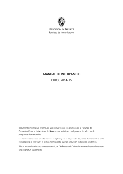 MANUAL DE INTERCAMBIO CURSO 2014-15  Facultad de Comunicación