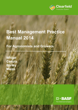 Best Management Practice Manual 2014 For Agronomists and Growers