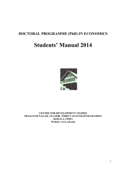 Students’ Manual 2014 DOCTORAL PROGRAMME (PhD) IN ECONOMICS