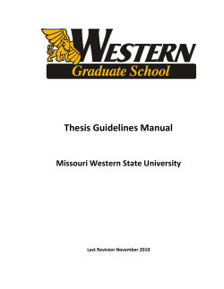 Thesis Guidelines Manual    Missouri Western State University  Last Revision November 2010