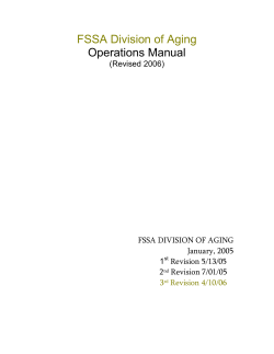 FSSA Division of Aging Operations Manual (Revised 2006)