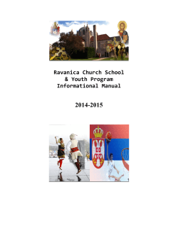 2014-2015 Ravanica Church School &amp; Youth Program Informational Manual