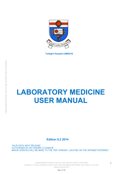 LABORATORY MEDICINE USER MANUAL  Edition 8.2 2014