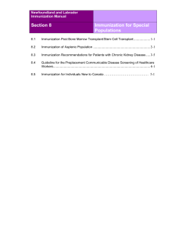 Section 8 Immunization for Special  Populations