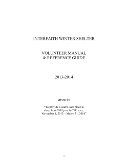 INTERFAITH WINTER SHELTER VOLUNTEER MANUAL &amp; REFERENCE GUIDE