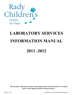 LABORATORY SERVICES  INFORMATION MANUAL 2011 -2012