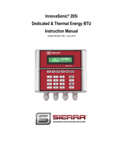 InnovaSonic 205i Dedicated &amp; Thermal Energy BTU Instruction Manual