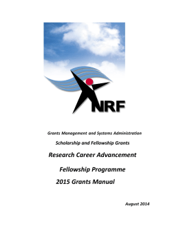 Research Career Advancement Fellowship Programme 2015 Grants Manual