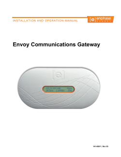 Envoy Communications Gateway  INSTALLATION AND OPERATION MANUAL
