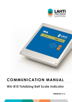 COMMUNICATION MANUAL WA-810 Totalizing Belt Scale Indicator  DE020742 V1.3