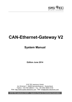 CAN-Ethernet-Gateway V2 System Manual Edition June 2014