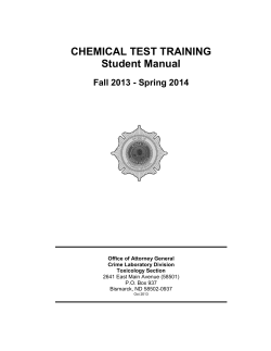 CHEMICAL TEST TRAINING Student Manual  Fall 2013 - Spring 2014