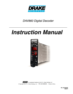 Instruction Manual DAV860 Digital Decoder P/N: 651229900A