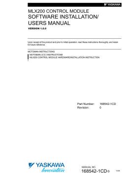 SOFTWARE INSTALLATION/ USERS MANUAL MLX200 CONTROL MODULE VERSION 1.0.0