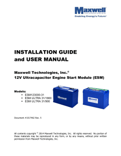 INSTALLATION GUIDE and USER MANUAL Maxwell Technologies, Inc.