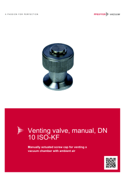 Venting valve, manual, DN 10 ISO-KF vacuum chamber with ambient air