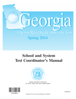 Spring 2014 School and System Test Coordinator’s Manual D