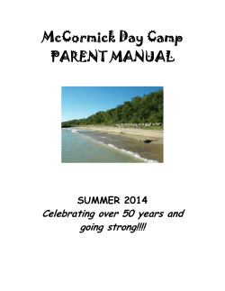 McCormick Day Camp PARENT MANUAL  Celebrating over 50 years and