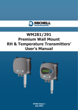 WM281/291 Premium Wall Mount RH &amp; Temperature Transmitters’ User’s Manual