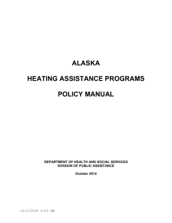 ALASKA HEATING ASSISTANCE PROGRAMS POLICY MANUAL