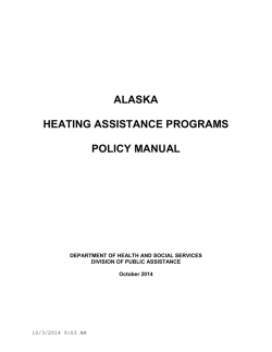 ALASKA HEATING ASSISTANCE PROGRAMS POLICY MANUAL