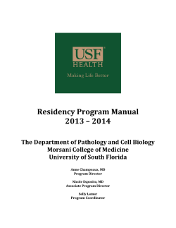 Residency	Program	Manual 2013	–	2014 The	Department	of	Pathology	and	Cell	Biology