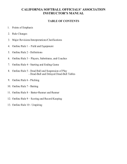 CALIFORNIA SOFTBALL OFFICIALS’ ASSOCIATION INSTRUCTOR’S MANUAL TABLE OF CONTENTS