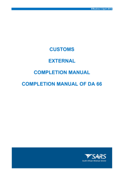 CUSTOMS EXTERNAL COMPLETION MANUAL