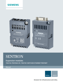 SENTRON Expansion modules 7KM PAC PROFIBUS DP, 7KM PAC SWITCHED ETHERNET PROFINET Manual