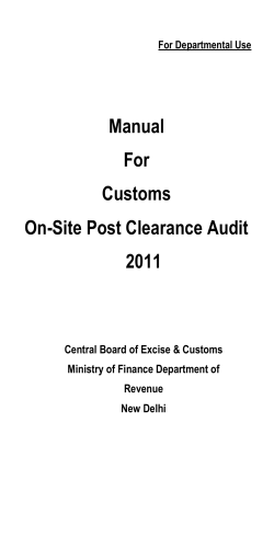 Manual For Customs On-Site Post Clearance Audit