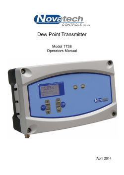 Dew Point Transmitter Model 1738 Operators Manual April 2014