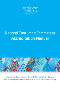 Accreditation Manual National Paralympic Committees