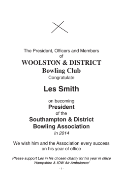 Les Smith WOOLSTON &amp; DISTRICT Bowling Club President