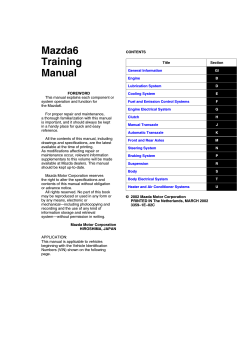 Mazda6 Training Manual FOREWORD