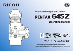 Operating Manual Medium Format Digital SLR Camera