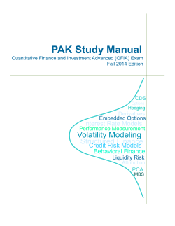 PAK Study Manual Volatility Modeling Structured Finance Interest Rate Models