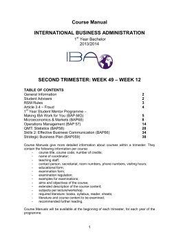 Course Manual INTERNATIONAL BUSINESS ADMINISTRATION SECOND TRIMESTER: WEEK 49 – WEEK 12 1