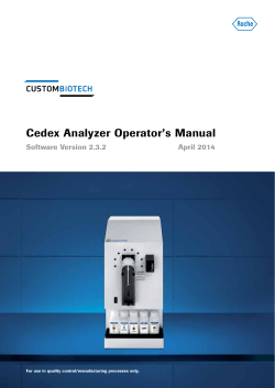 Cedex Analyzer Operator’s Manual Software Version 2.3.2 April 2014
