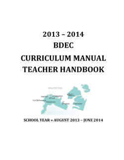 BDEC CURRICULUM MANUAL TEACHER HANDBOOK 2013 – 2014
