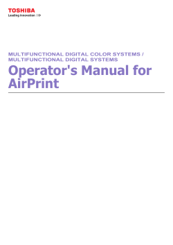 Operator's Manual for AirPrint MULTIFUNCTIONAL DIGITAL COLOR SYSTEMS / MULTIFUNCTIONAL DIGITAL SYSTEMS