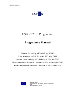 ESPON 2013 Programme Programme Manual