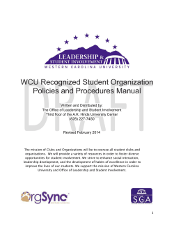 WCU Recognized Student Organization Policies and Procedures Manual