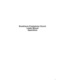 Brookhaven Presbyterian Church Leader Manual Appendices
