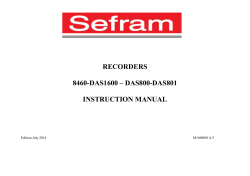 RECORDERS  8460-DAS1600 – DAS800-DAS801 INSTRUCTION MANUAL