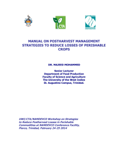 MANUAL ON POSTHARVEST MANAGEMENT STRATEGIES TO REDUCE LOSSES OF PERISHABLE CROPS