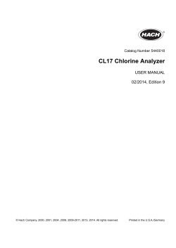 CL17 Chlorine Analyzer USER MANUAL 02/2014, Edition 9 Catalog Number 5440018