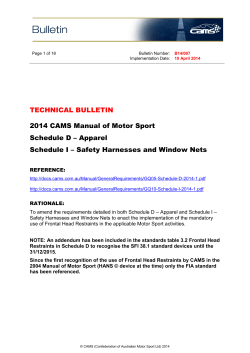 TECHNICAL BULLETIN 2014 CAMS Manual of Motor Sport Schedule D – Apparel