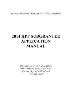 2014 HPF SUBGRANTEE APPLICATION MANUAL